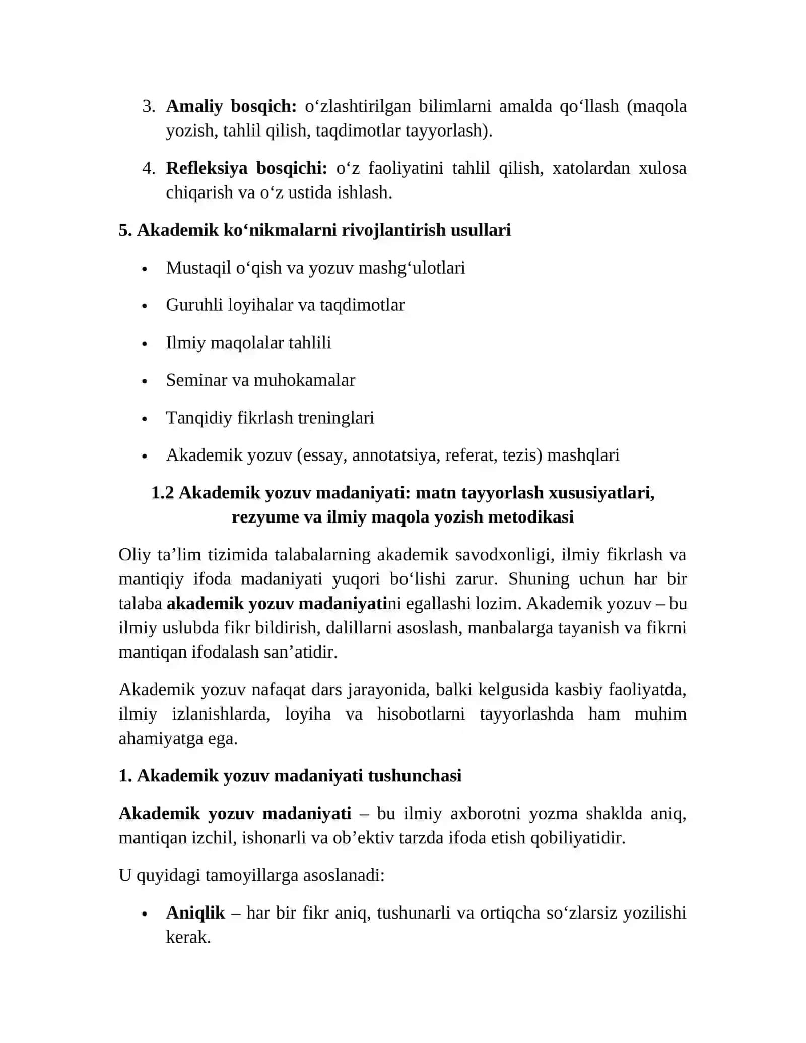 Akademik ko‘nikmalar va kasbiy kompetentlik 4