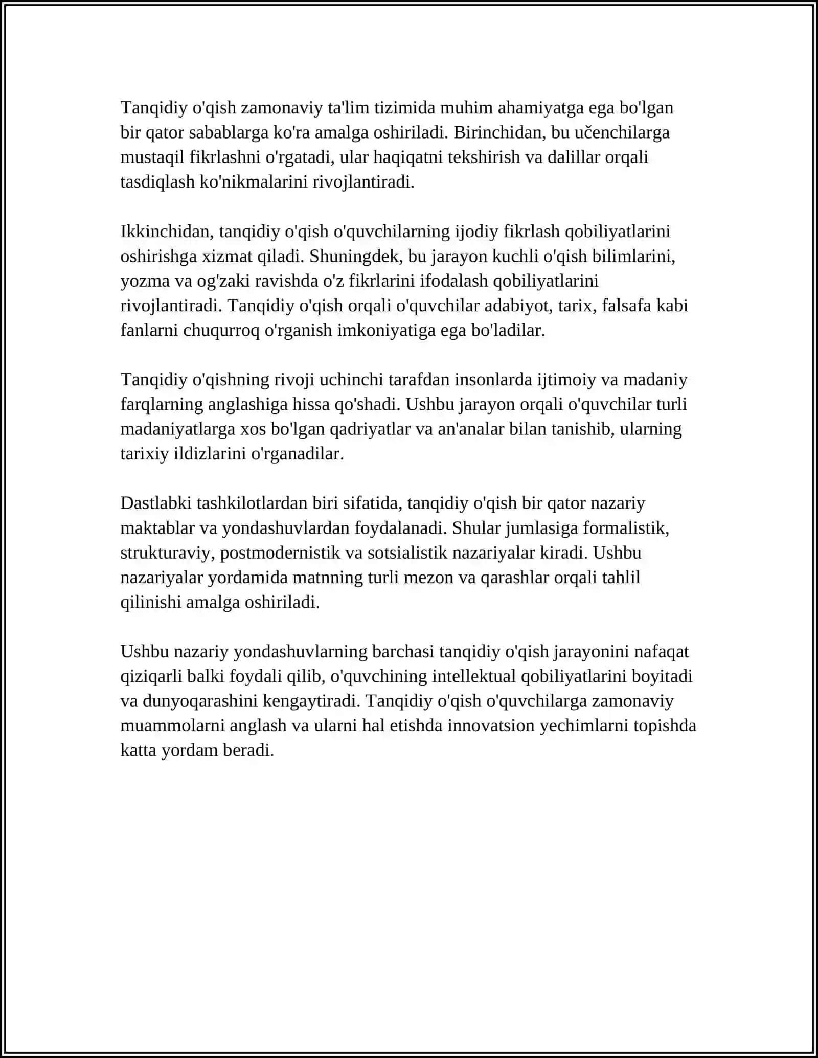 TANQIDIY O'QISH VA SAMARALI AMALGA OSHIRISH OMILLARI 4