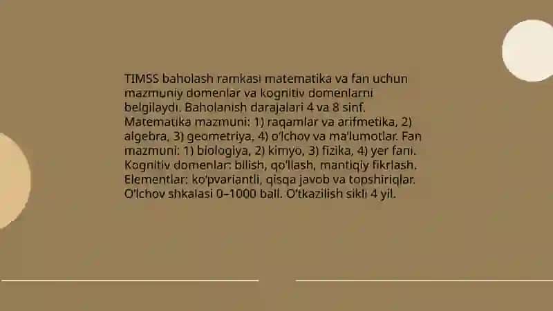 TIMSS, PIRLS kabi xalqaro baholash tadqiqotlari 4