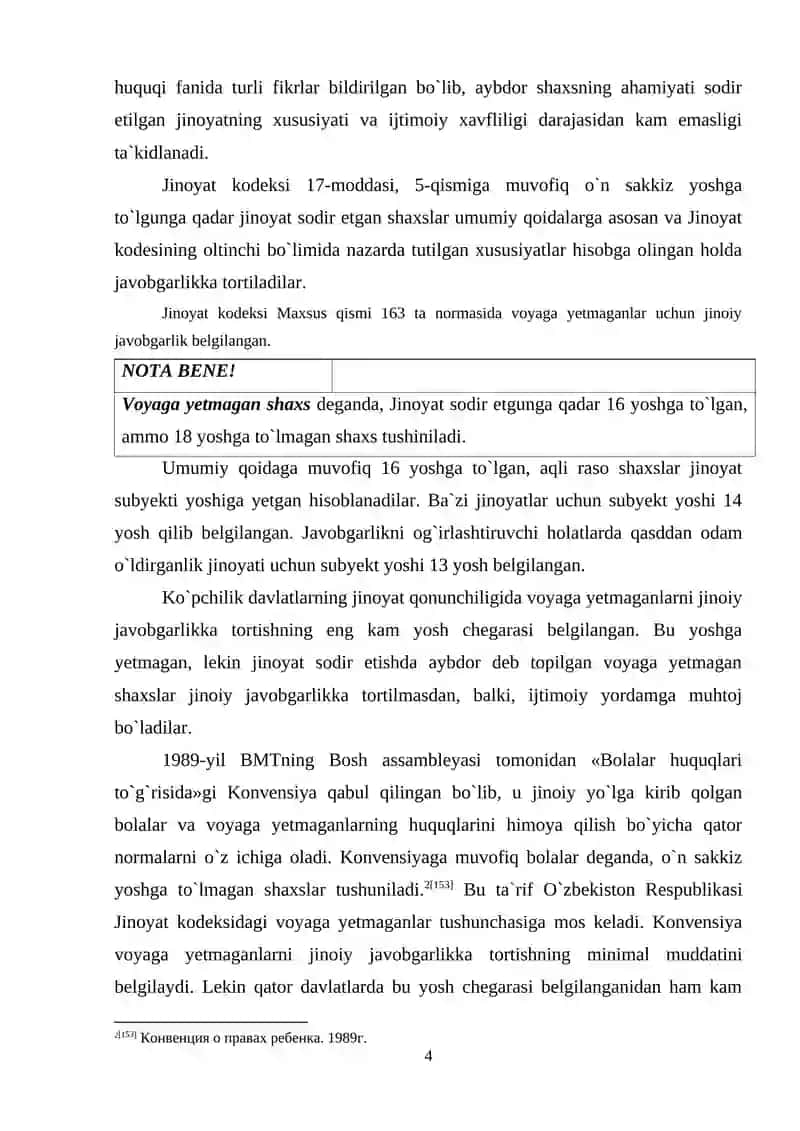 Voyaga yetmaganlar uchun jarima jazosi REFERATI 4