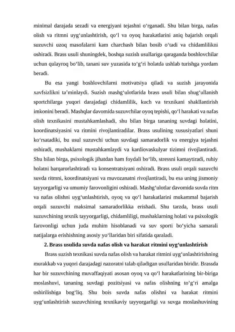 Brass usulida suzish texnikasini o‘rgatish 4