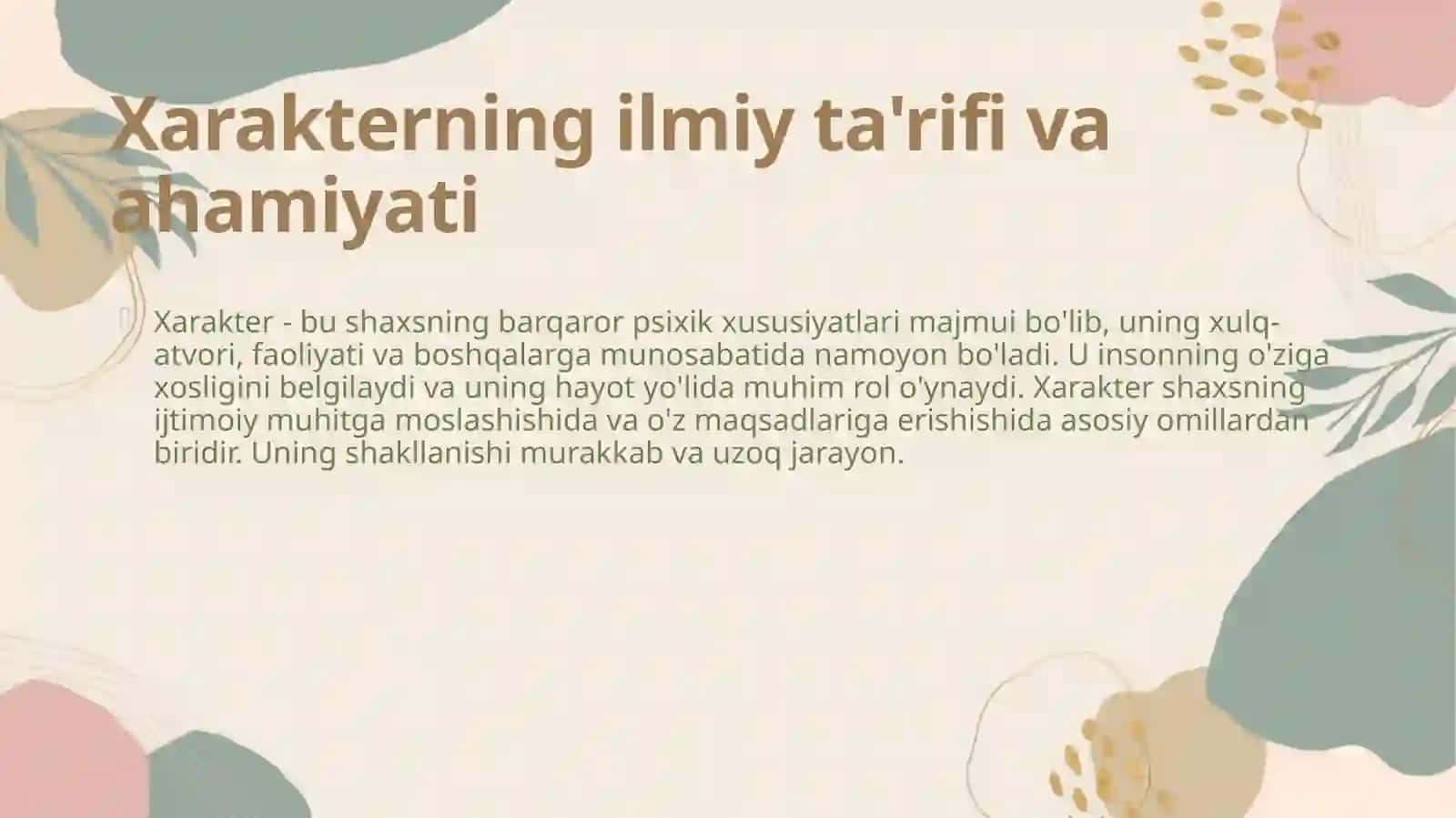 Xaraktir tuzilishi va xususiyatlari 4
