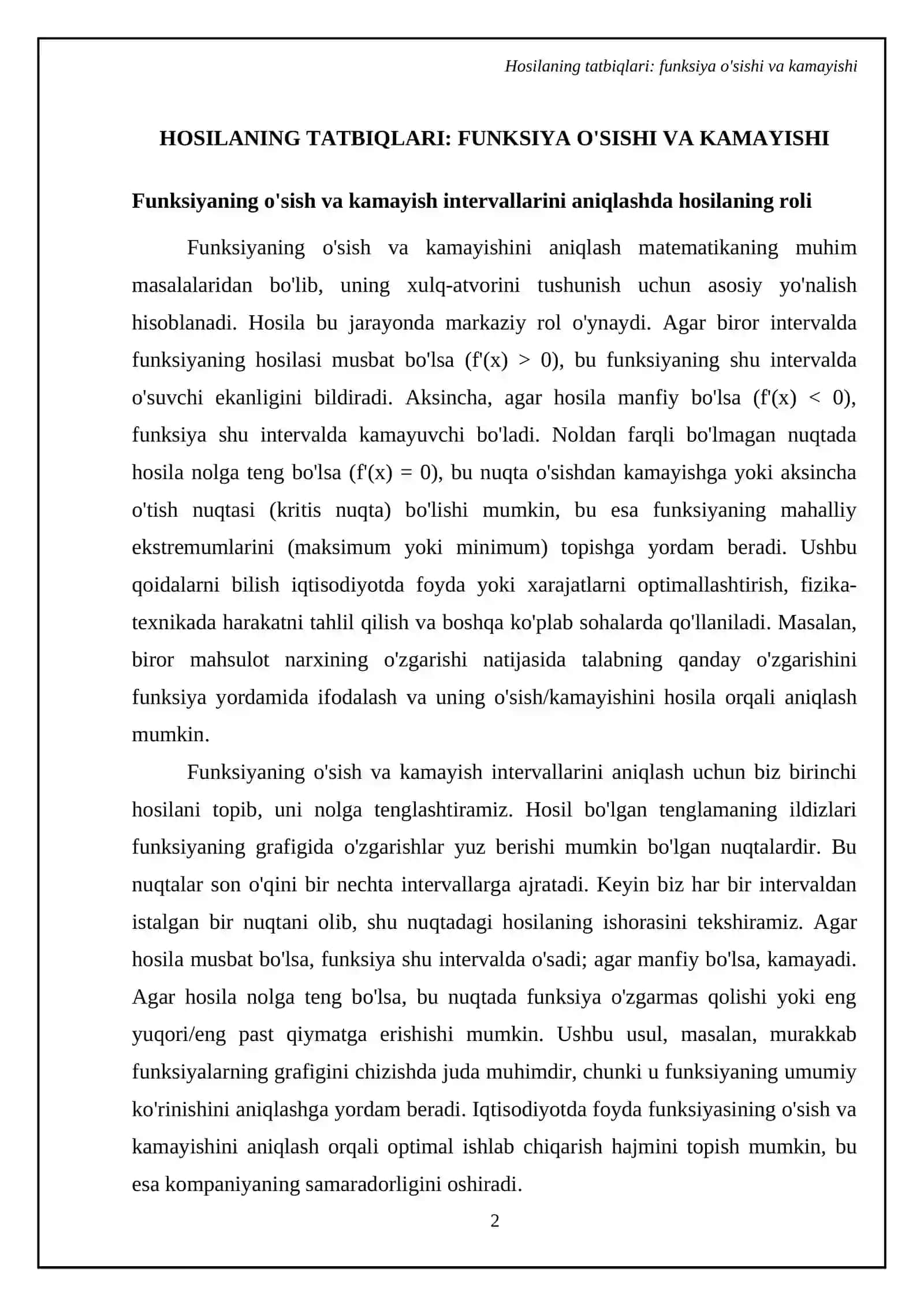 Hosilaning ba'zi tatbiqlari. Teylor formulasi. Lopital qoidasi 4
