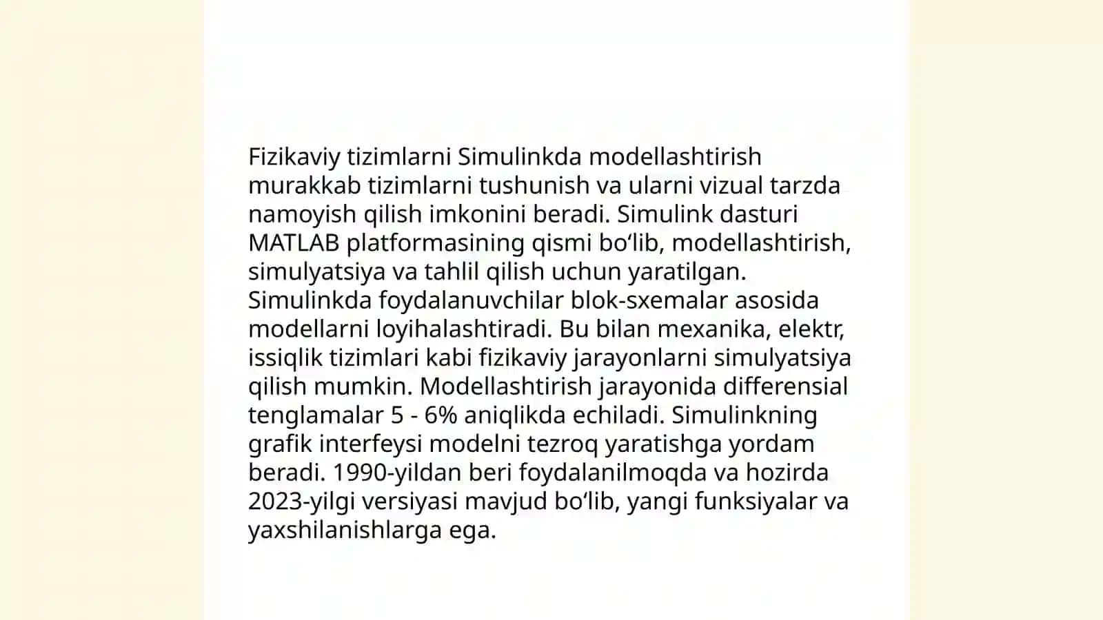 Matematik modellarni Simulinkda tuzish 4