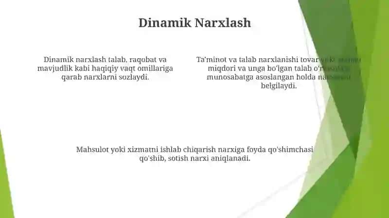Talab va taklif qonunuga ko'ra narx belgilash usullari 4