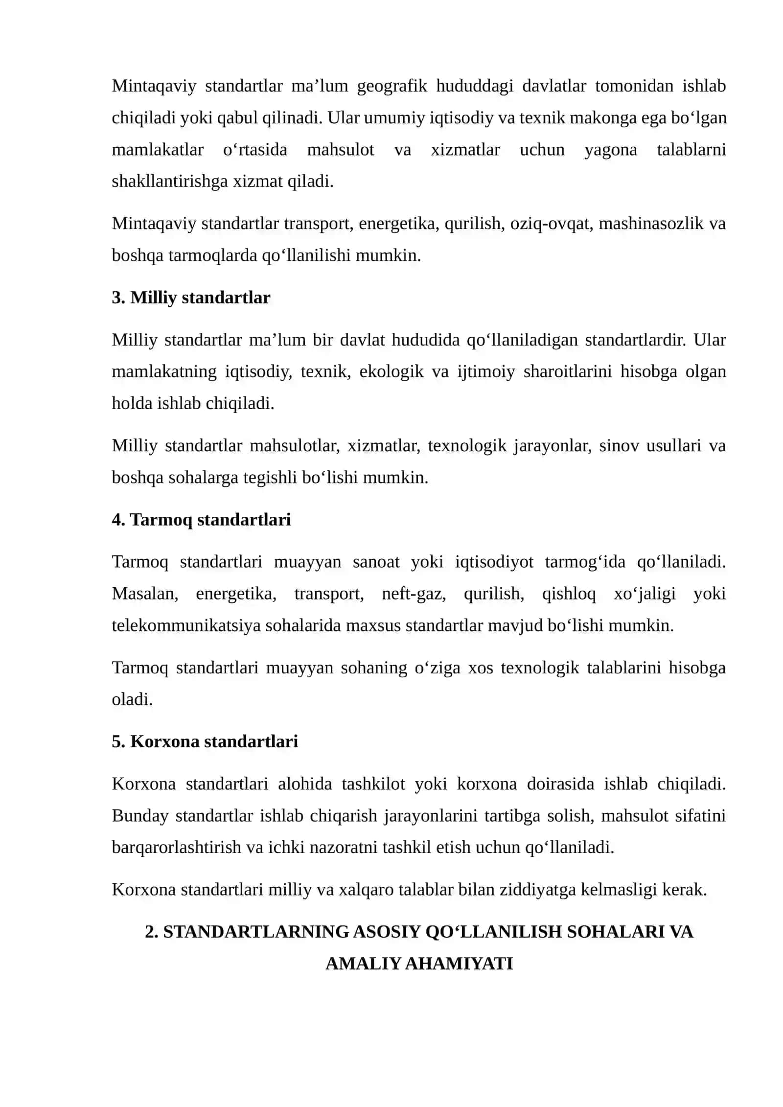 Standart turlari, kategoriyalari va ularning qo'llanilish sohalari 4