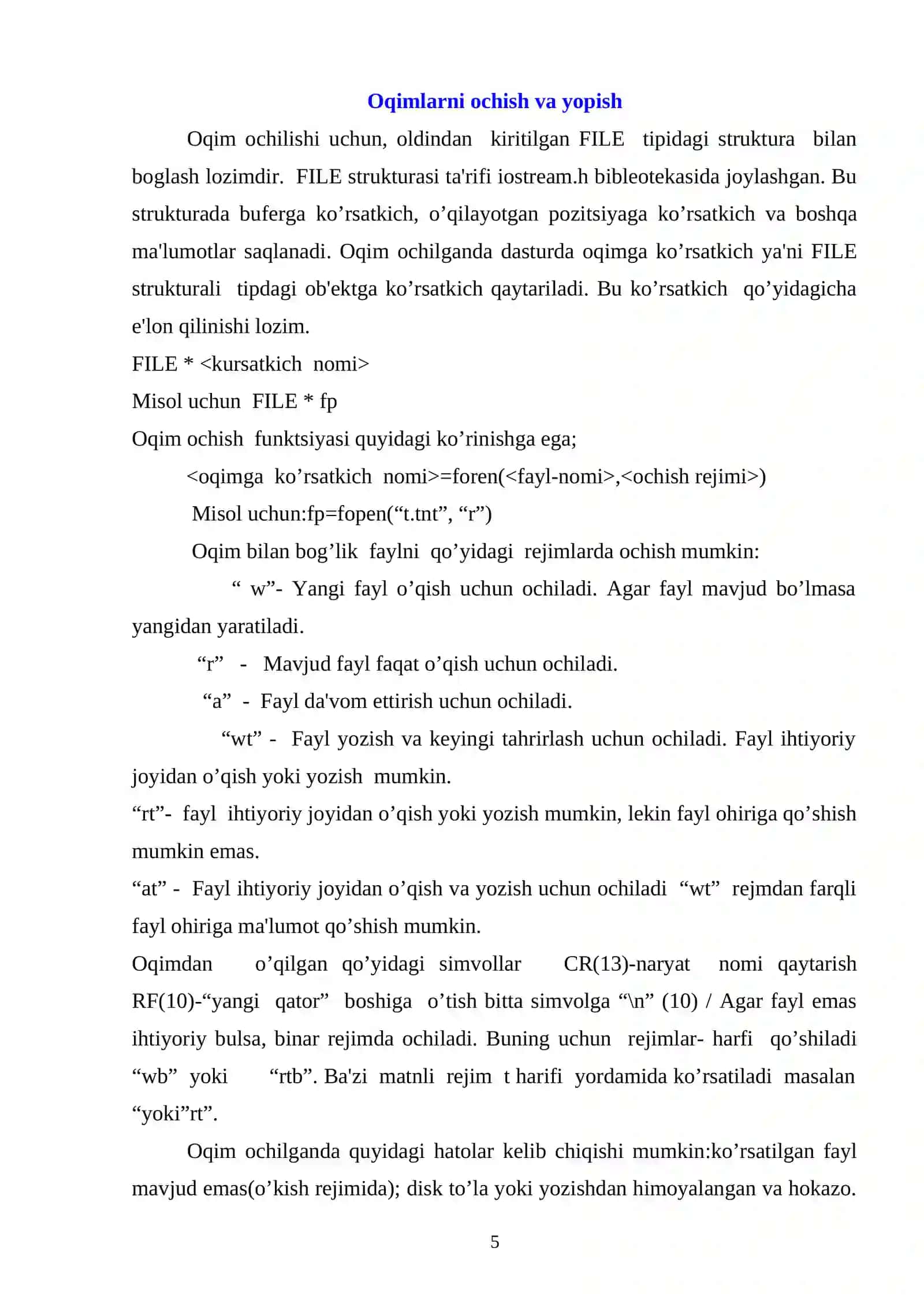 STANDART OQIMLAR BILAN ISHLASH 4