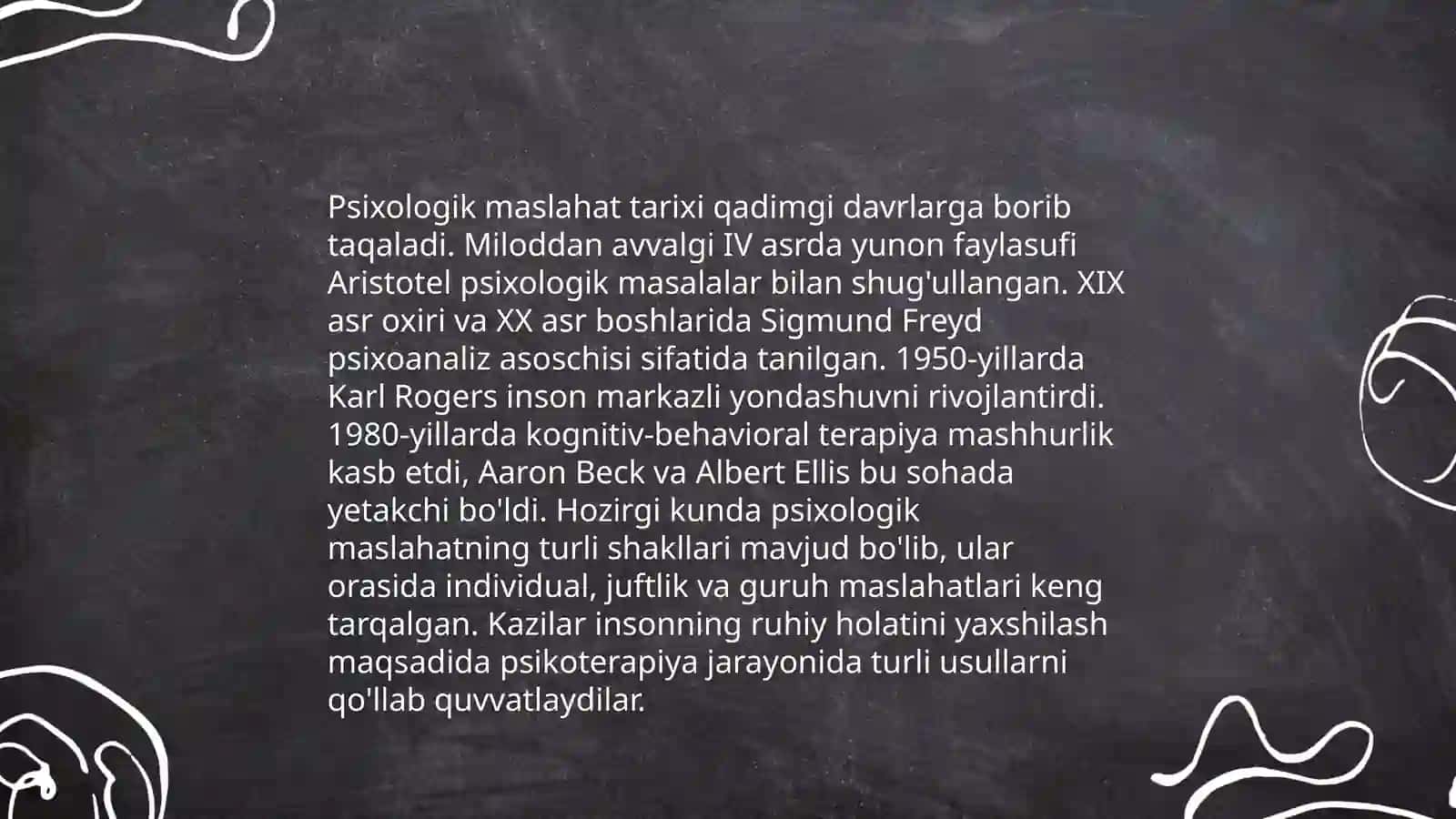 Psixologik maslahat fanining predmeti maqsadi va vazifalari mavzusiga oid 15 ta test savollari 4