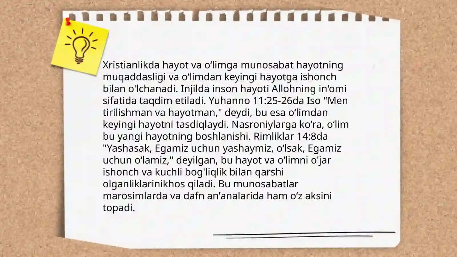 Asosiy diniy konfeksiyalarda hayot va oʻlimga nisbatan munosabat 4