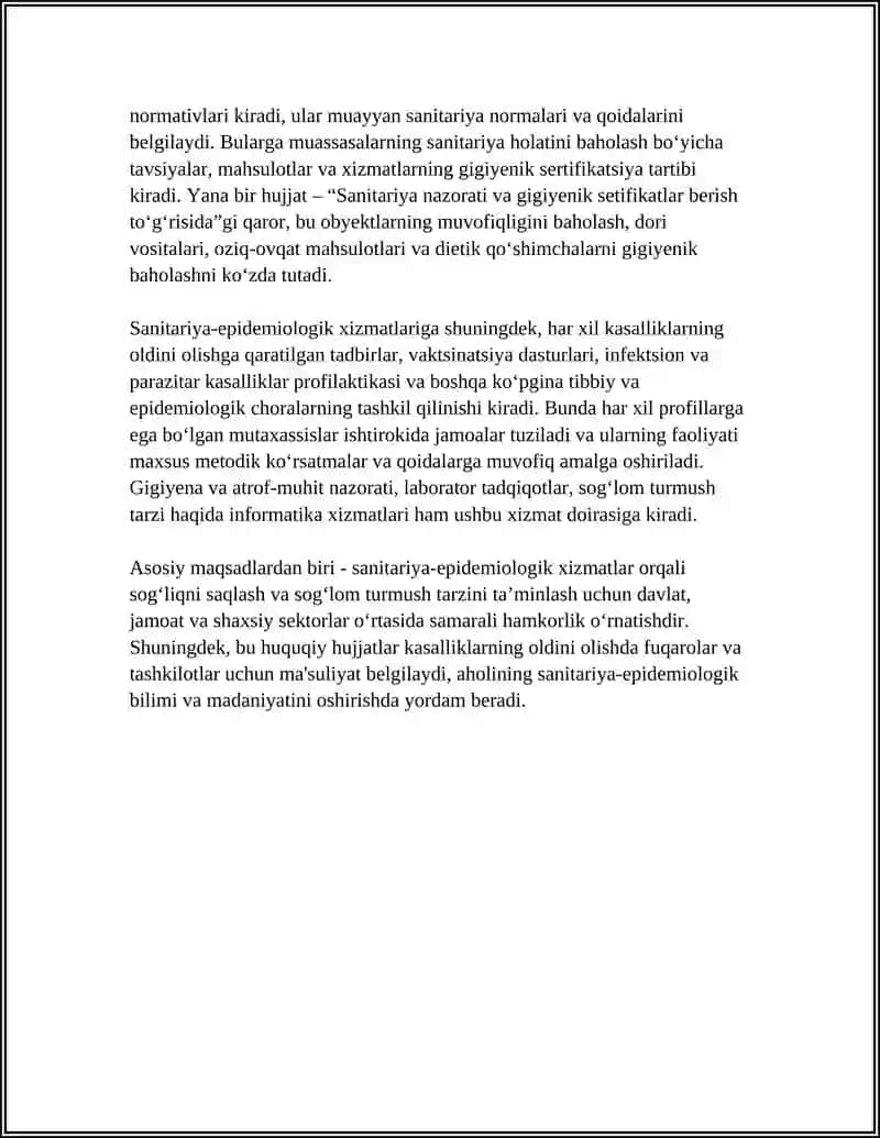 SANITARIYA VA EPIDEMIOLOGIYA XIZMATINI TASHKIL QILISH 4