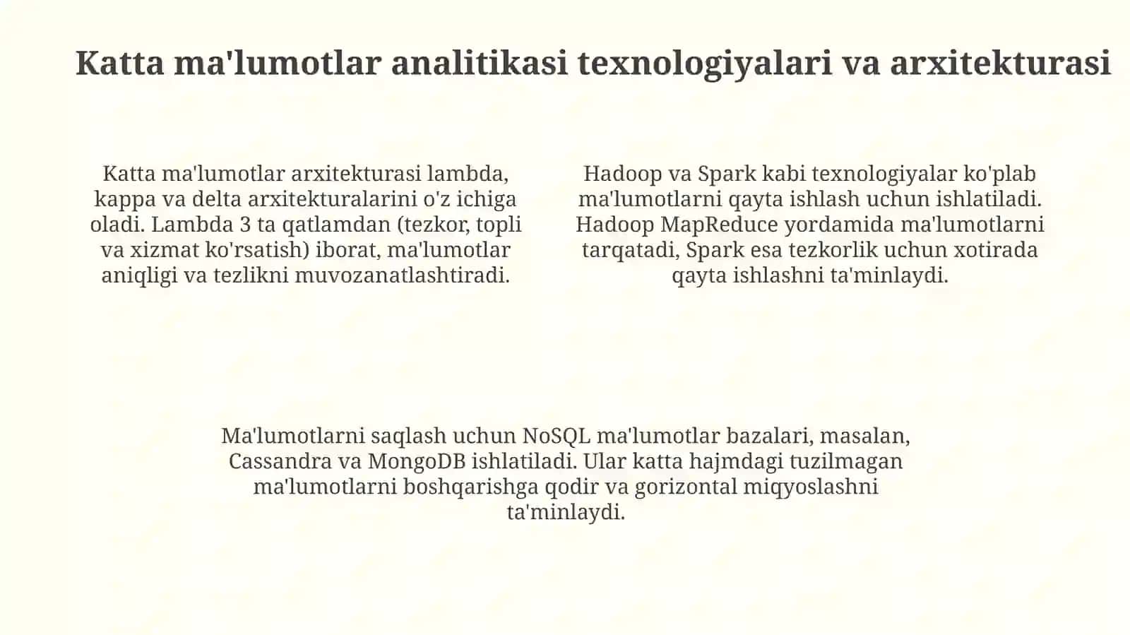 Katta ma'lumotlarni (Big Data) tahlilqilishtexnologiyalari 4