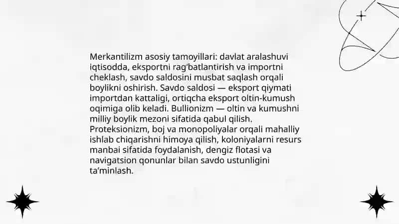 Merkantalizm: Xalqaro savdo va boylik to'plash haqidagi talimot 4