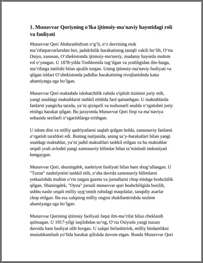 Munavvar Qoriyning o'lka ijtimoiy-ma'naviy hayotidagi roli va faoliyati 4