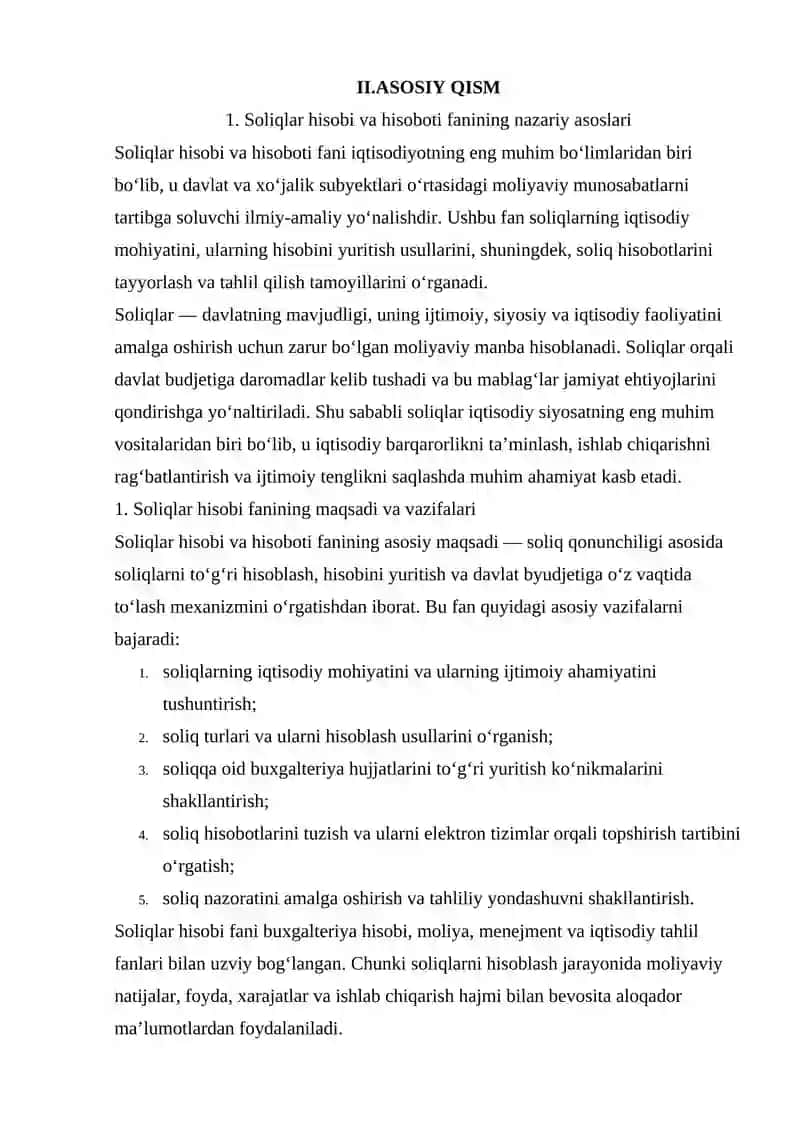 SOLIQLAR HISOBI VA HISOBOTI» FANINING BUGUNGI KUNDA RESPUBLIKAMIZ IQTISODIYOTIDA TUTGA O’RNI 4