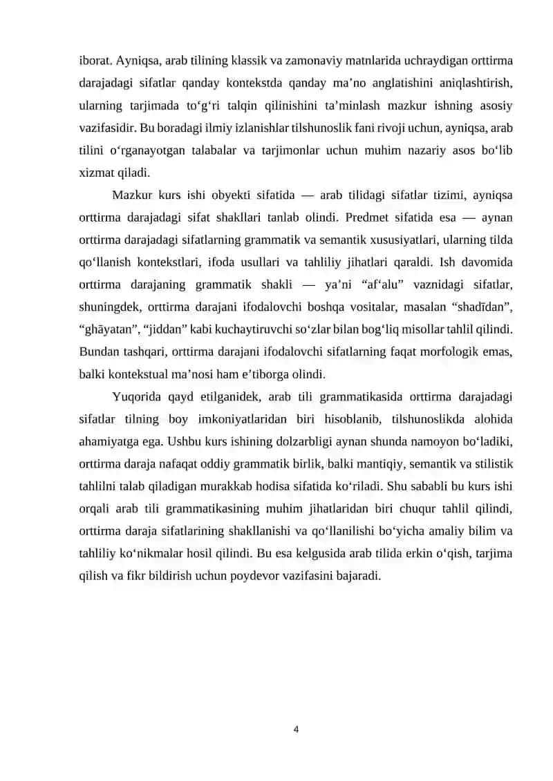 Arab tilida orttirma daraja sifatlar 4
