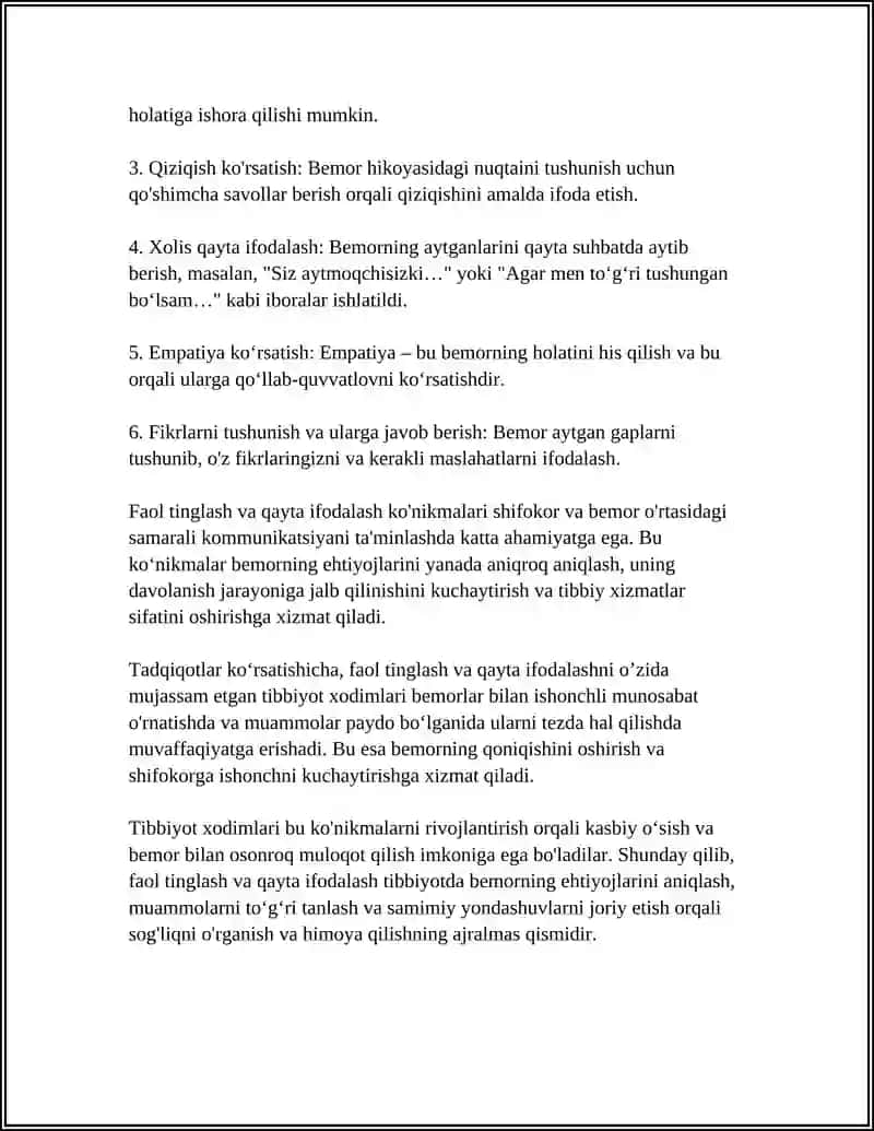 PATSIENT BILAN VERBAL VA NOVERBAL MULOQOT KOʻNIKMALARI 4