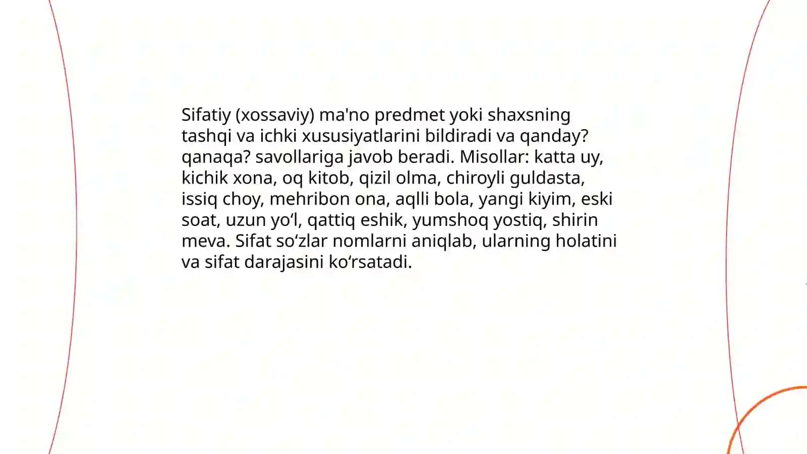 Sifat soʻz turkumining ma'no turlari 4