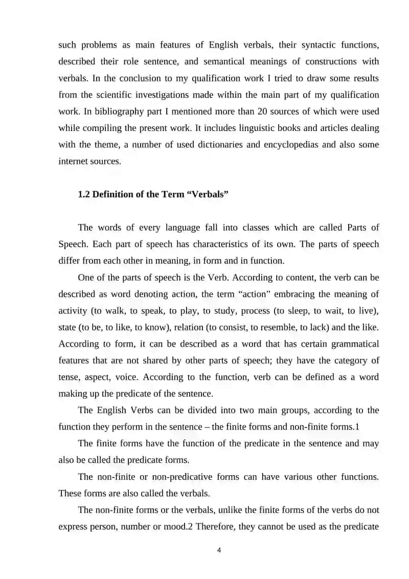 Syntax and Semantics of Verbals in English 4