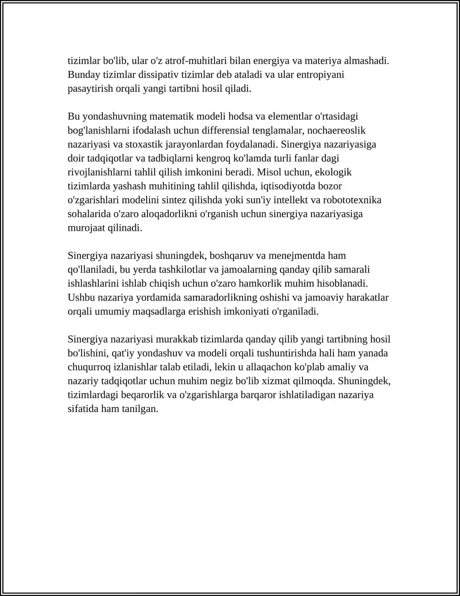 SINERGETIKA FANLAR A'RO ILMIY TADQIQOTLAR METODI 4