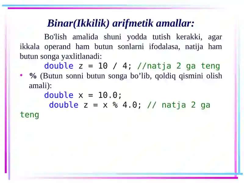 C# Tilining Amallari 4