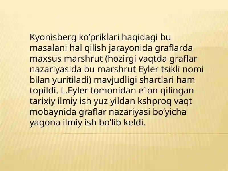 Graflar nazariyasi asoslari graflar turlari uchlar qirralar yoylar daraxtlar 4