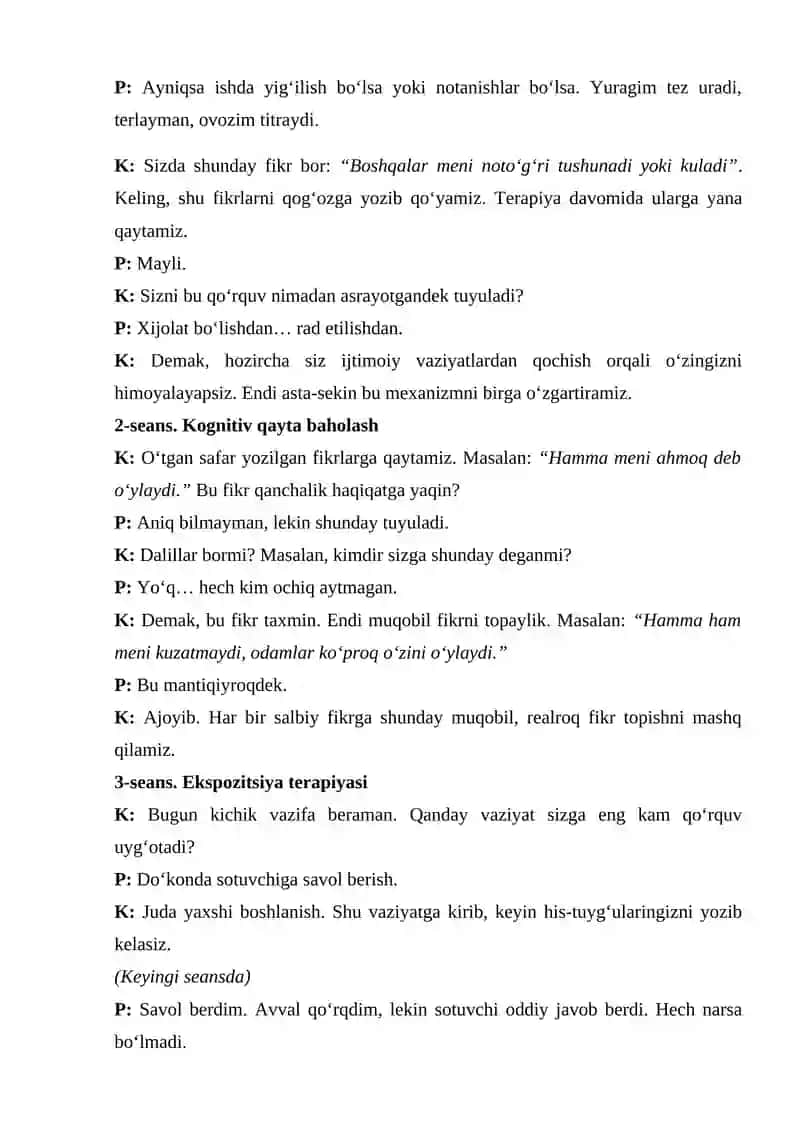 Psixologik konsultatsiya va psixokorreksiya fanidan MUSTAQIL ISH 4