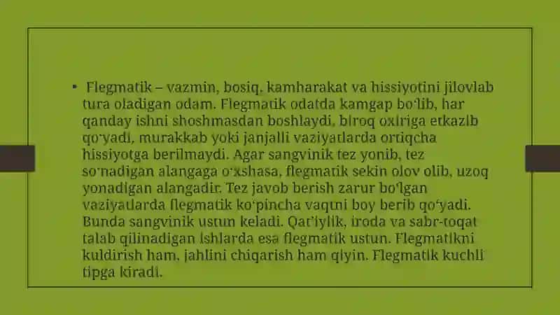 Temperament va uning turlari va o'ziga xos jihatlari 4