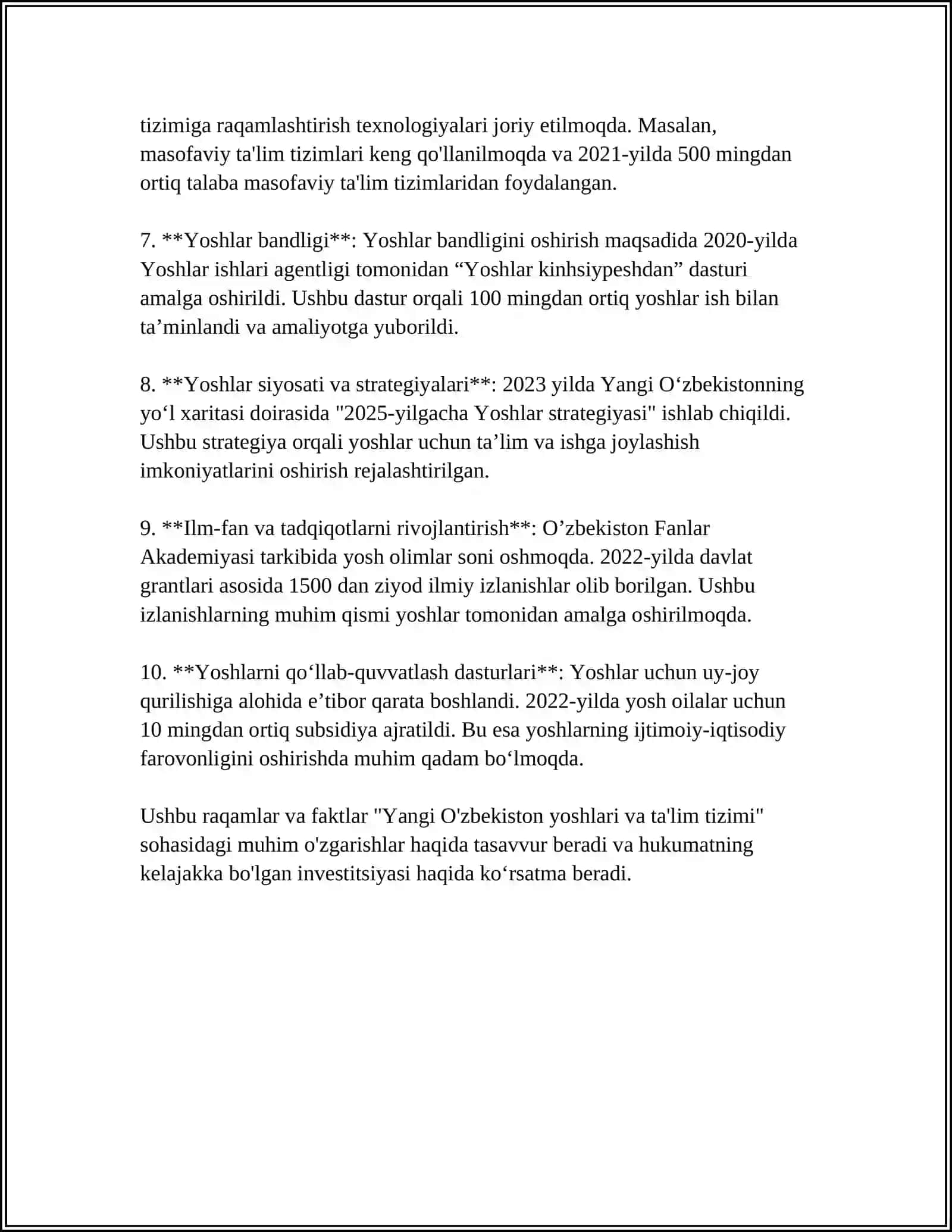 YANGI ÓZBEKISTON YOSHLARI 4