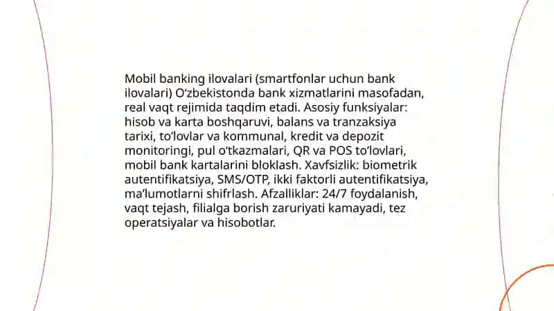 Oʻzbekiston bank tizimida ishlatiladigan elektiron ilovalar 4