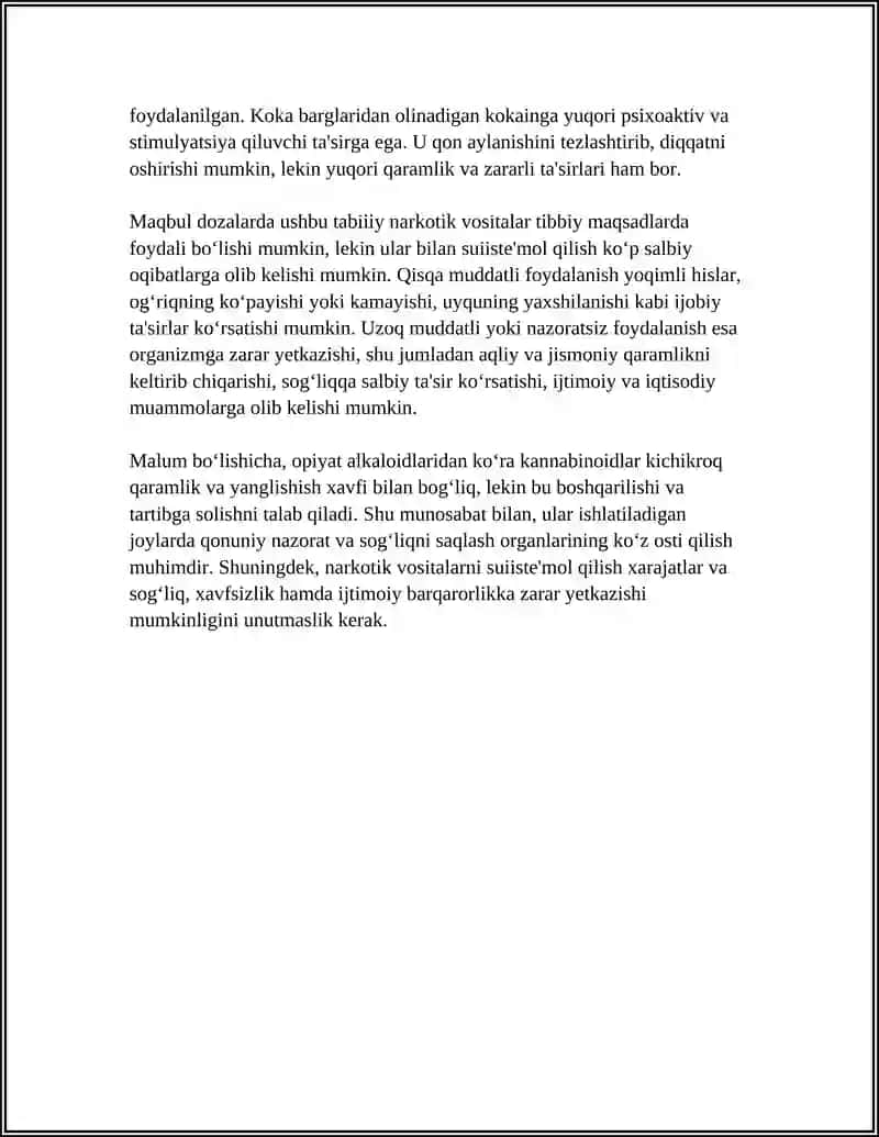 TABIIY VA SINTETIK NARKOTIK VOSITALAR. FOYDASI VA ZARARI 4