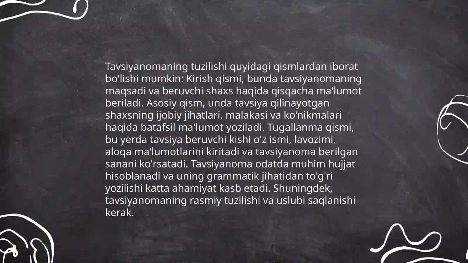 Ish yuritish hujjatlari: tavsiyanoma, tavsifnoma, tarjimayi hol 4