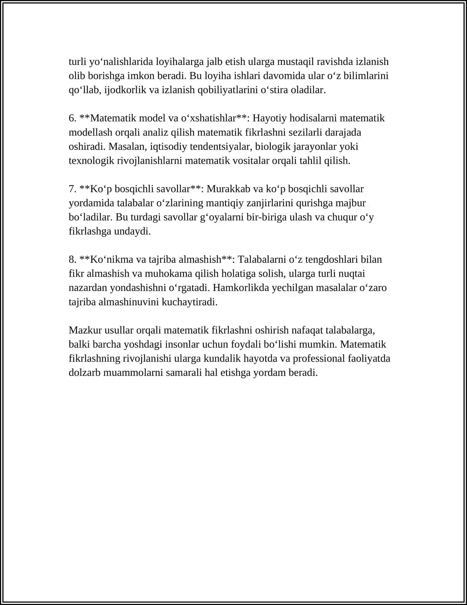 MATEMATIK TOʻGARAKLARNI OʻTKAZISH METODIKASI 4