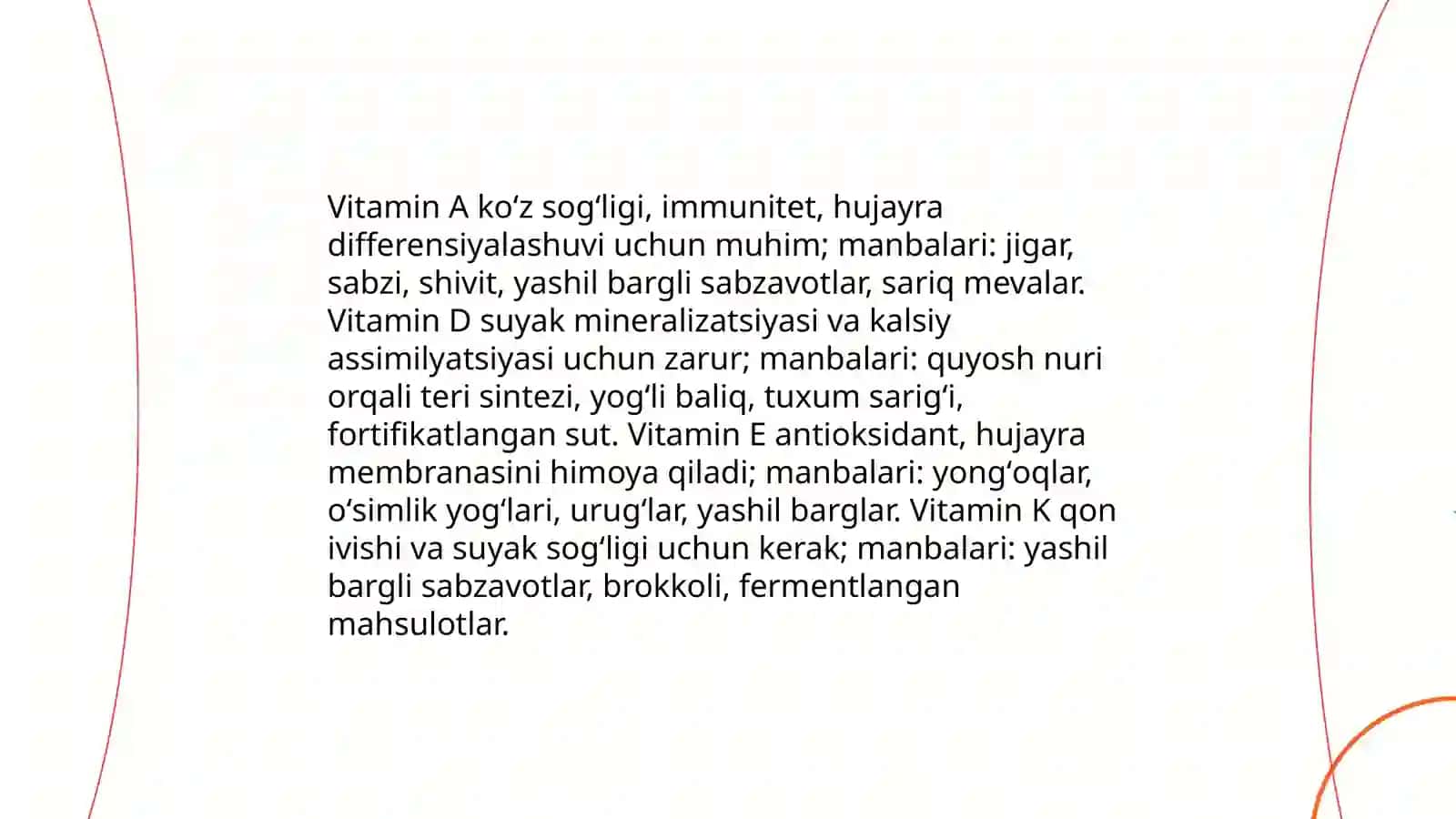 Ozuqalarning proteinli vitaminli va meniranli toʻyimliligi 4