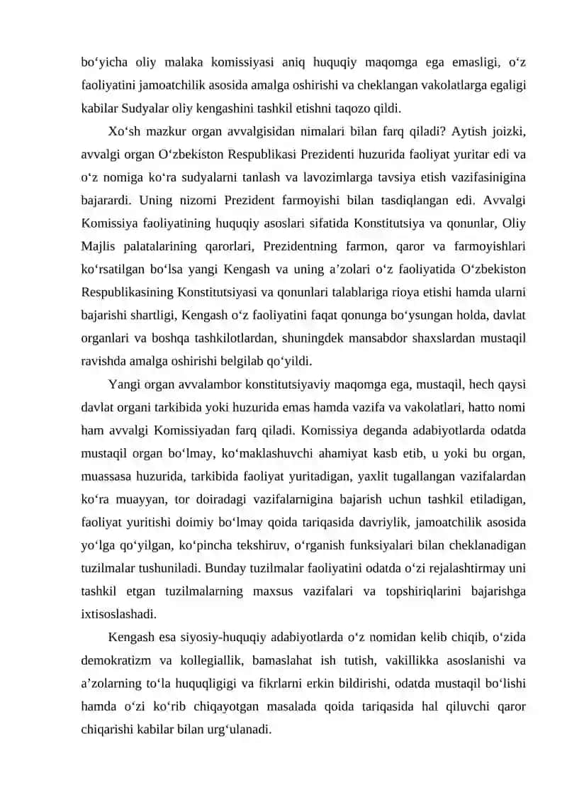 SUDYALAR OLIY KENGASHI VA SUDYALARNING OLIY MALAKA HAYATINING ASOSIY VAZIFALARI 4