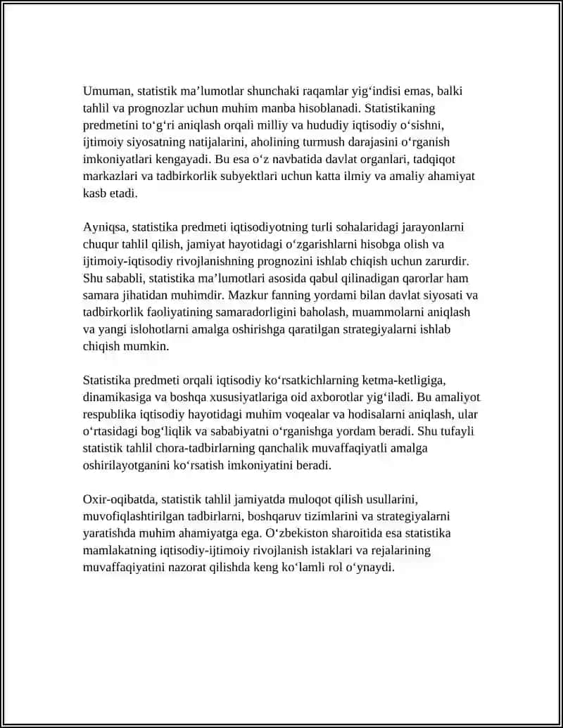 STATISTIKANING PREDMETI, MAQSADI VA VAZIFALARI 4