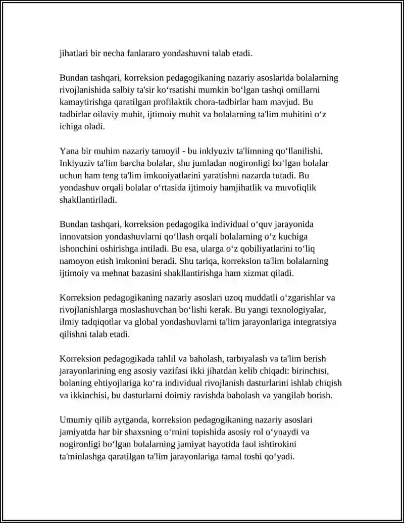 PEDAGOGIKANING MAXSUS TARMOQLARI. KORREKSION ( MAXSUS ) PEDAGOGIKA 4