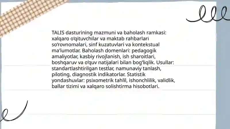TALIS xalqaro baholash dasturi 4