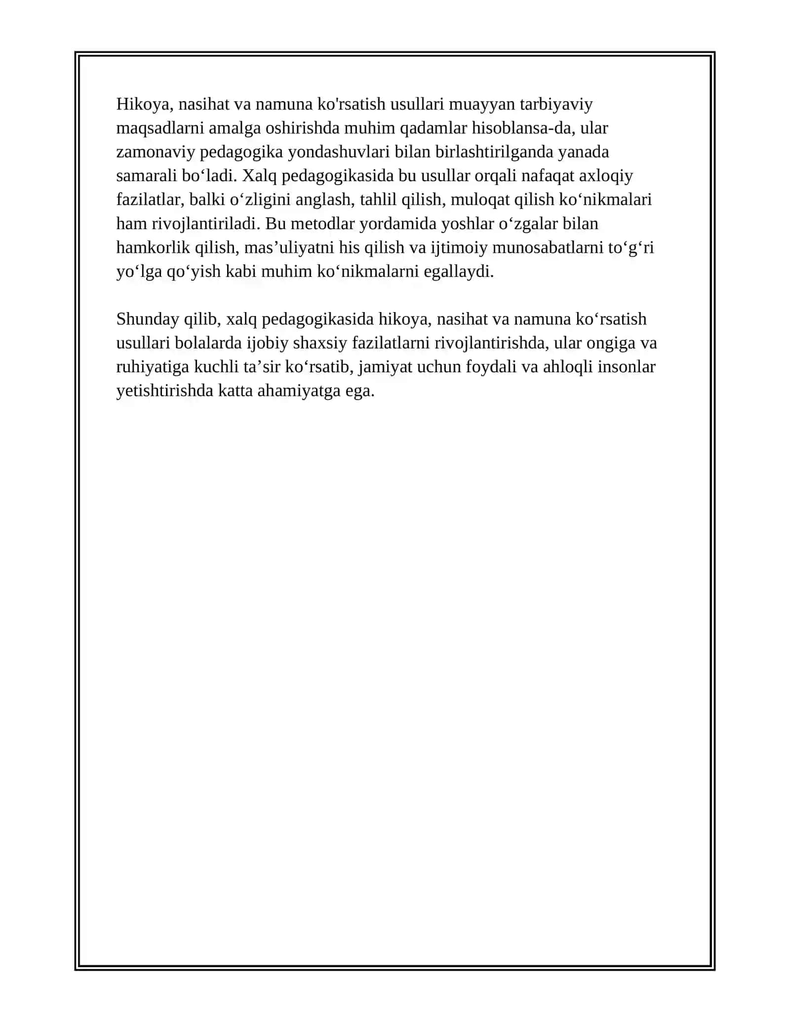XALQ PEDAGOGIKASIDA QO’LLANILADIGAN TARBIYA METODLARI VA TEXNOLOGIYASI 4