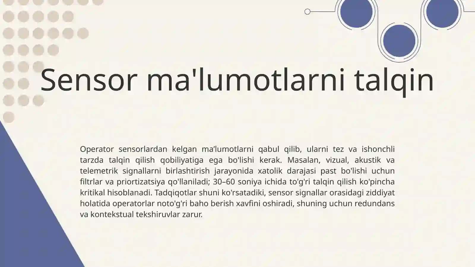 Operatorning faoliyatida bilish jarayonlarining o'rni 4