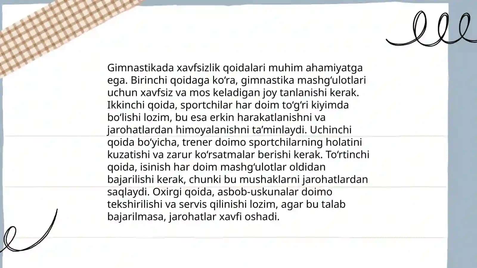 Gimnastika. Saf mashqlarini o'rgatish 4