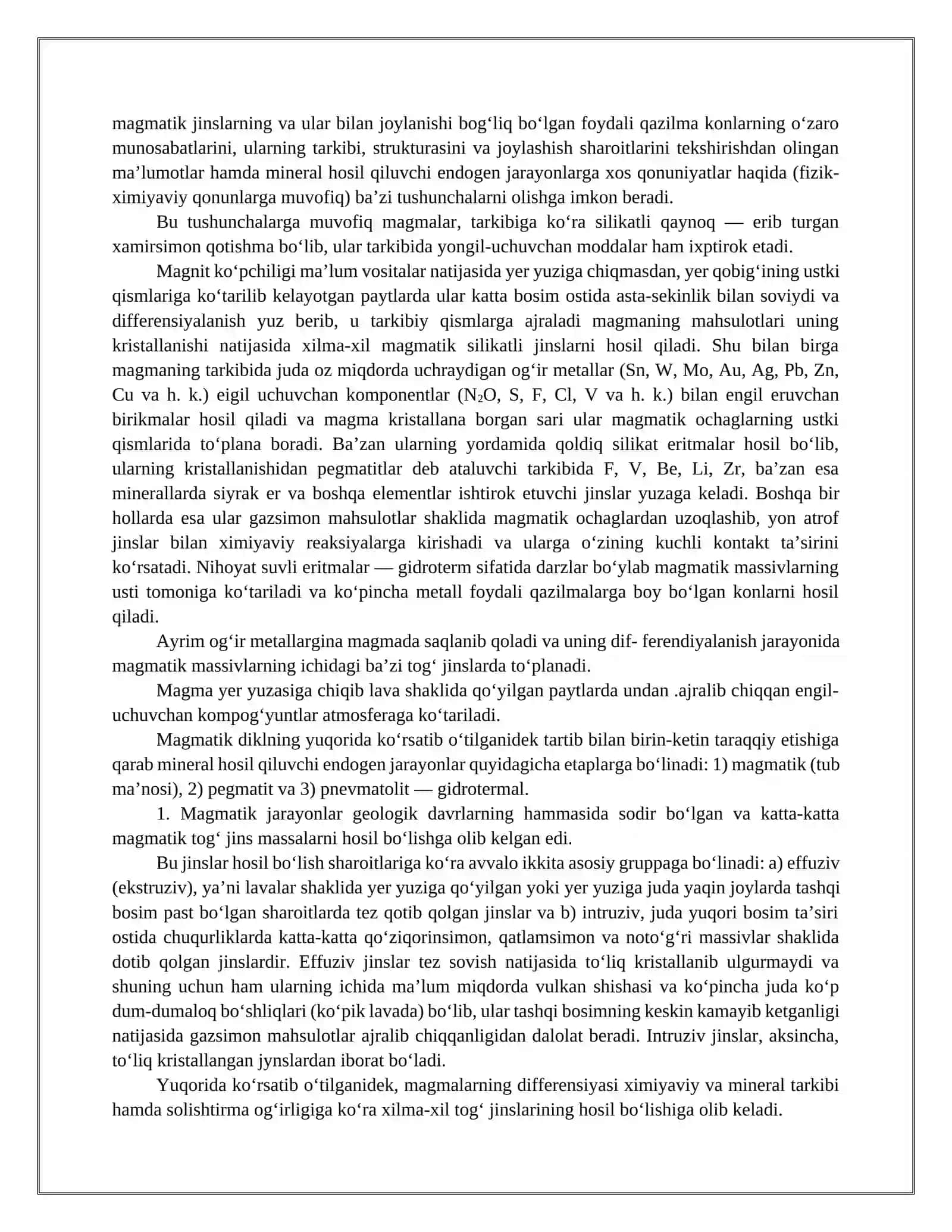 Mineral hosil qiluvchi geologik jarayonlar 4
