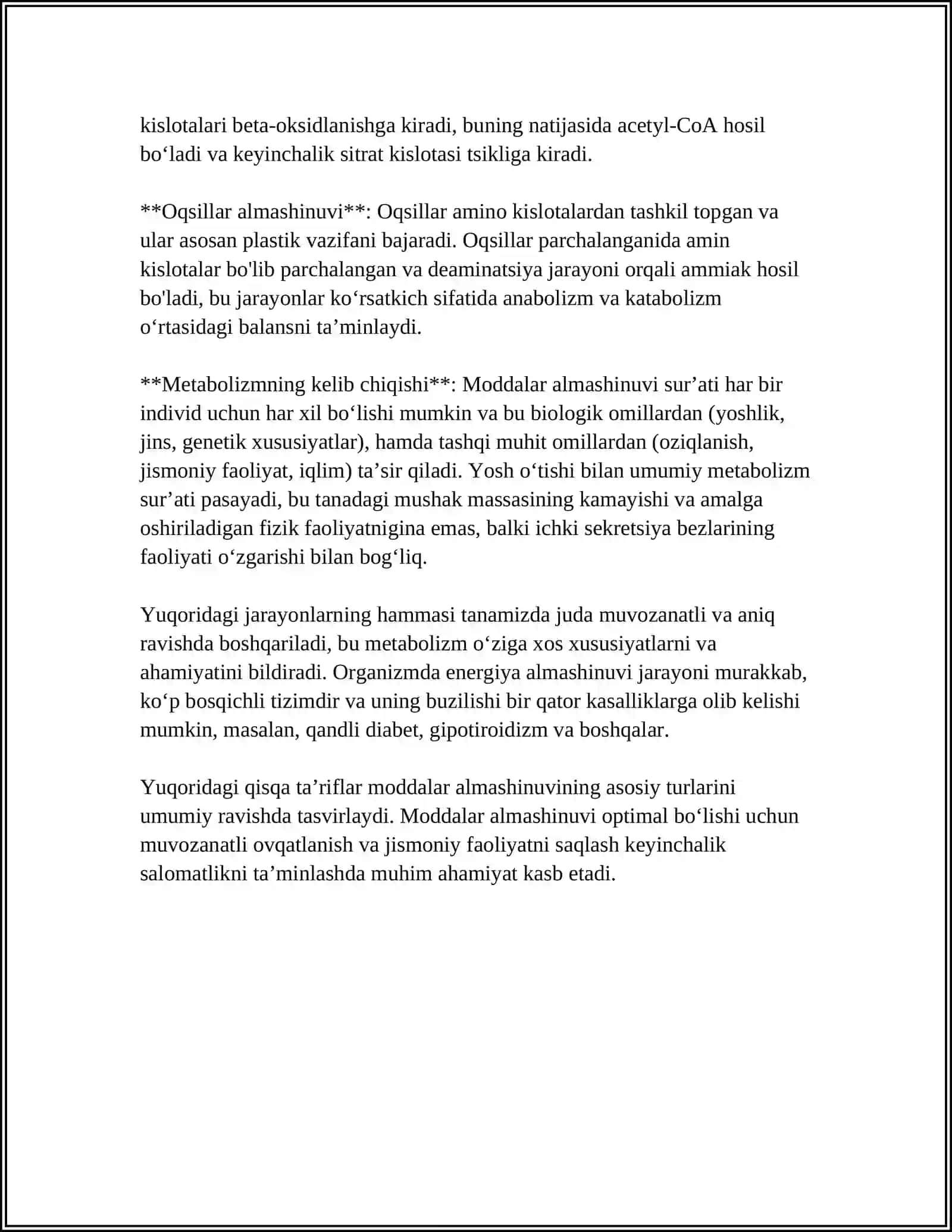 MODDALAR ALMASHINUVI VA OʻRGANISH USULLARI.ANOBOLIZM VA KATABOLIZM 4
