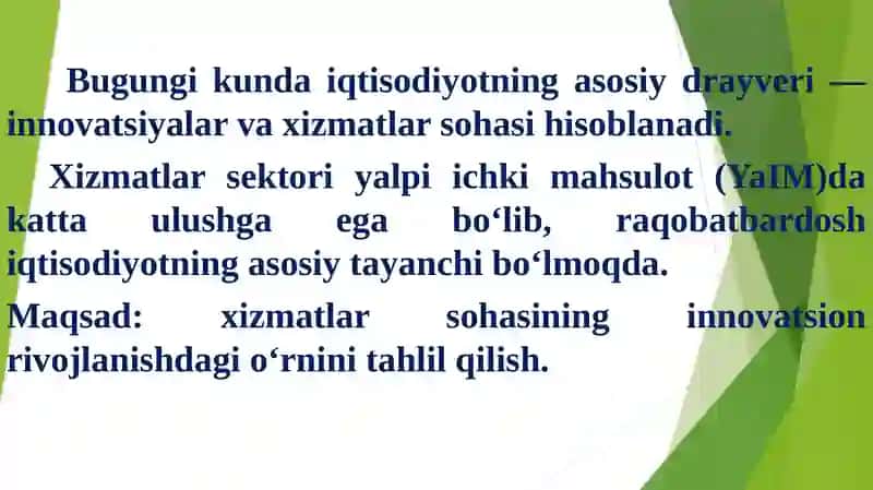 Innovatsion iqtisodiyotda xizmatlar bozorini rivojlantirish 4