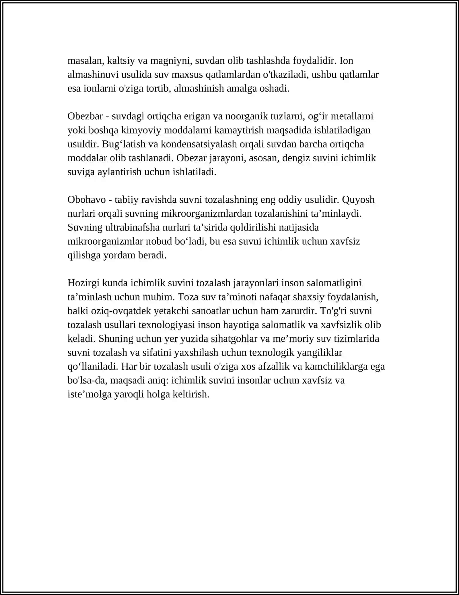 Ichimlik suvini tozalash usullari 4