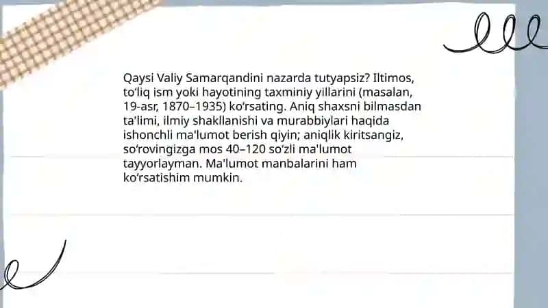 Valiy Samarqandiyning hayoti va ijodi 4