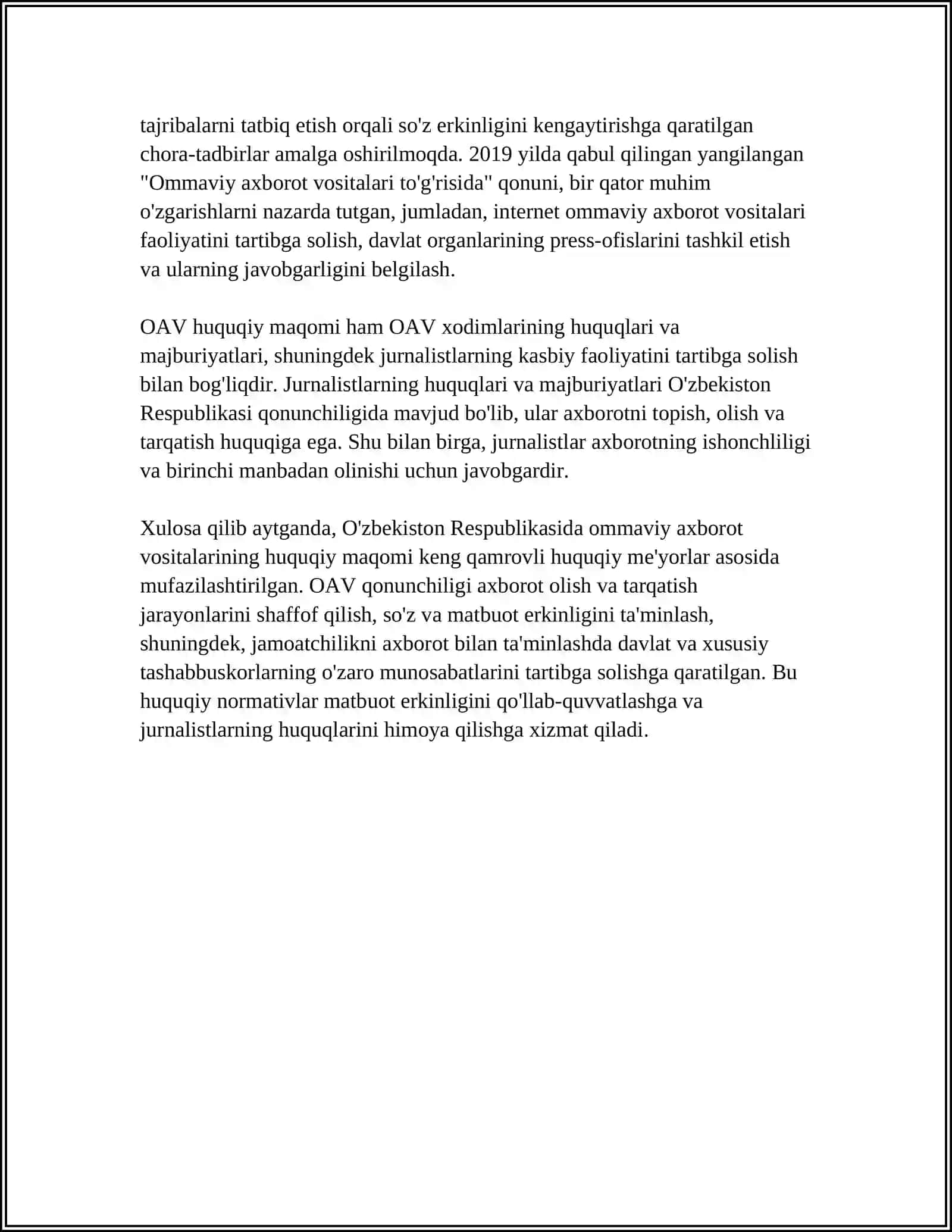 Ommaviy axborot vositalarining huquqiy maqomi 4