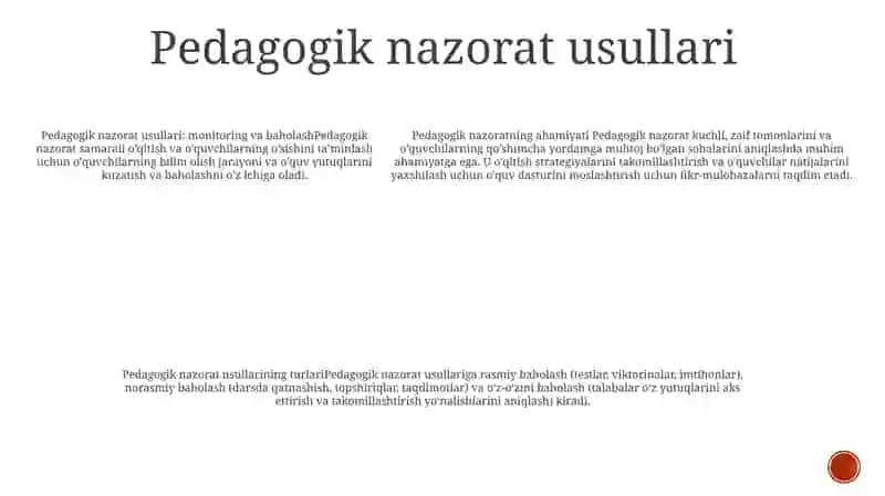 Pedagogik Nazoratning Mazmuni 4