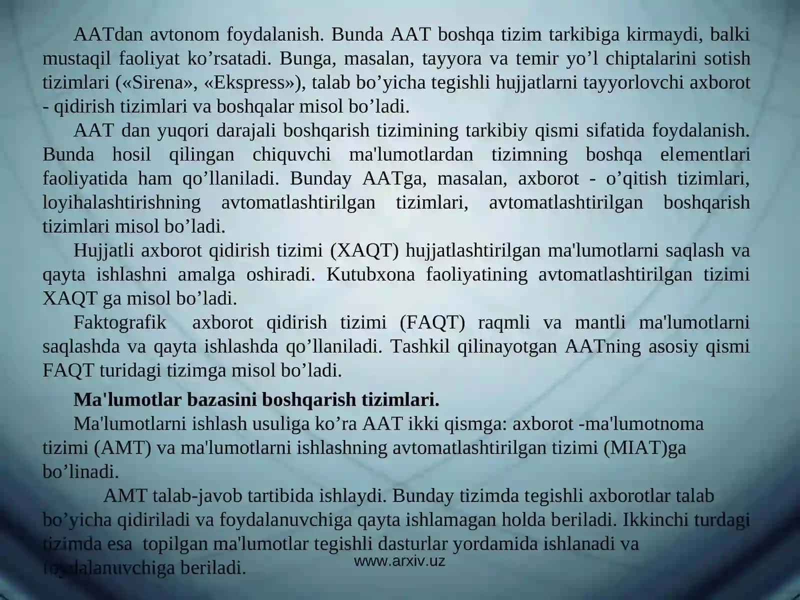 Ma'lumotlar bazasi va uni tashkil qilish tamoyillari 4
