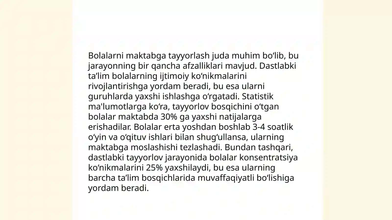Qisqa muddatli guruhlarda bolalarni maktabga tayyorlash 4