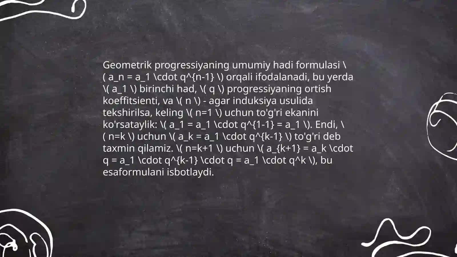 Matematik induksiya metodini qo'llashga oid misollar yechish 4